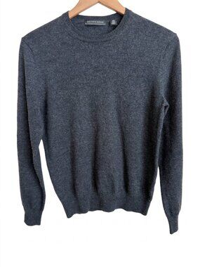 Saks Fifth Avenue Merino Wool Blend Crewneck Sweater Men's S Charcoal Gray Knit